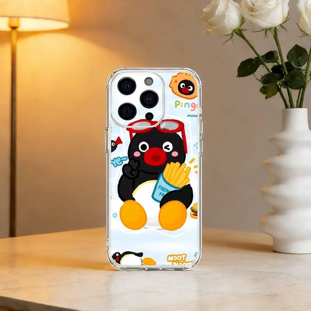 Emoticons P-Pingu Penguin Phone Case For iPhone 17 16 15 14 13 12 11 Mini Pro Max Plus Transparent Cover