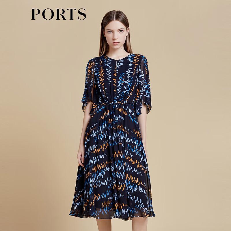 

PORTS Women s Five-Point Sleeve Printed Silk Dress S/4