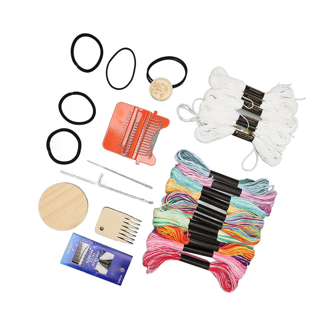 Mini Loom Machine 14 Hooks 18 Colors Threads Easy Operation Portable Mini Darning Loom for Handicraft DIY Repair