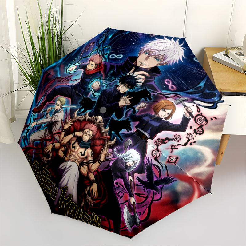 1 PC Automatic Folding Umbrella - Jujutsu Kaisen Pattern Portable Foldable Design With 8 Ribs Christmas Birthday Gifts