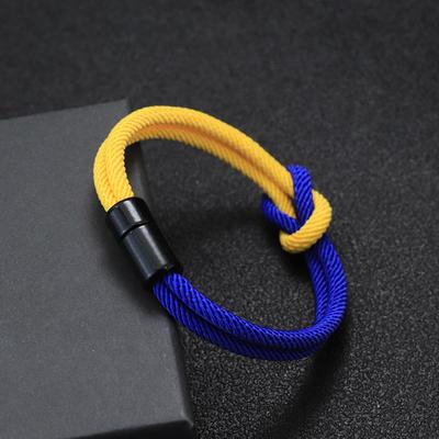 Creative Bicolor Bracelet Men Attract Strong Magentic Braclet Ukraine Brazil Flag Colors Braslet Homme Pulseira Tela Jewelry