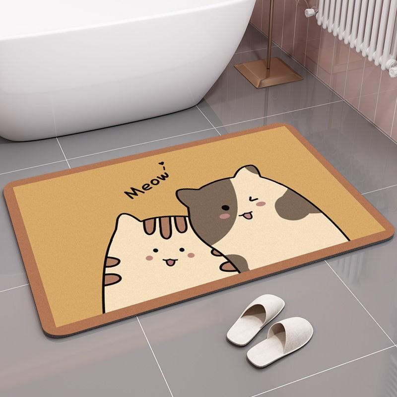 Cartoon Cute Bathroom Absorbent Floor Mat Toilet Entrance Foot Mat Quick-drying Bathroom Anti-slip Mat Diatom Mud Soft Pad