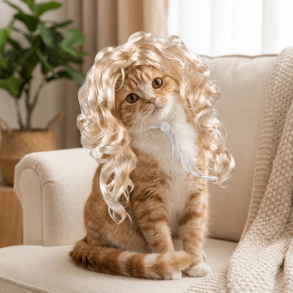 Eye-catching Pet Cosplay Wig Novelty Funny Pet Wig Spoof Wig Cat Headdress Parties