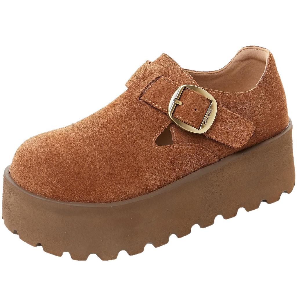 Damen Echtleder Retro Slipper Plateau Schuhe - 2025 Herbstkollektion