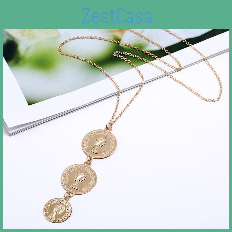 Pendant Round Coin Necklace With Alloy And Electroplated Finish For Everyday Use