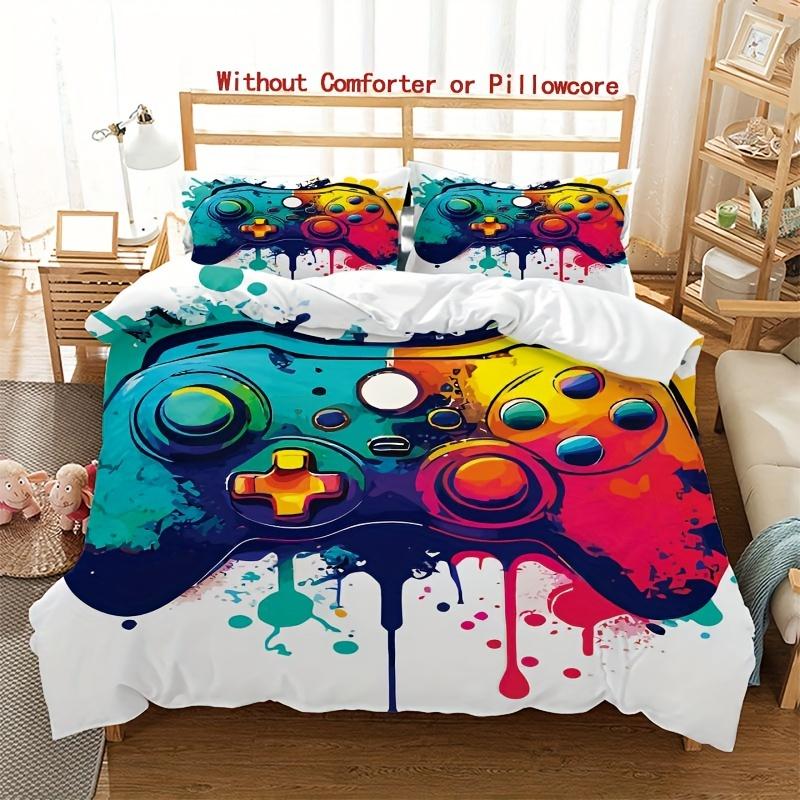 

Комплект из 3 пододеяльников для игрового контроллера с мультяшным игровым принтом, дышащий, всесезонный, комфортный, 1 пододеяльник, 2 наволочки Twin