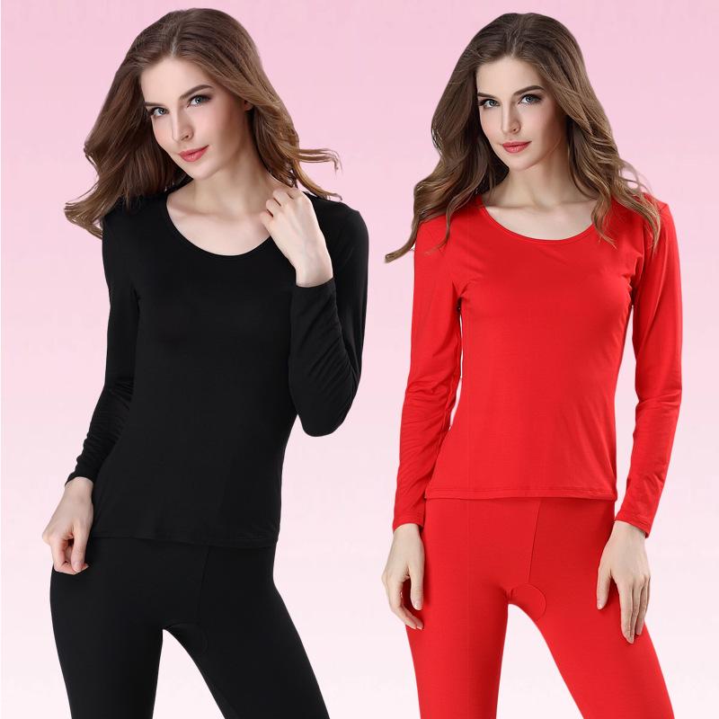 Women's Autumn Cotton Slim Fit Base Layer Set - Top and Pants