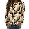 Halloween pattern pumpkin bat 3D printed women's Harajuku round neck long sleeved T-shirt