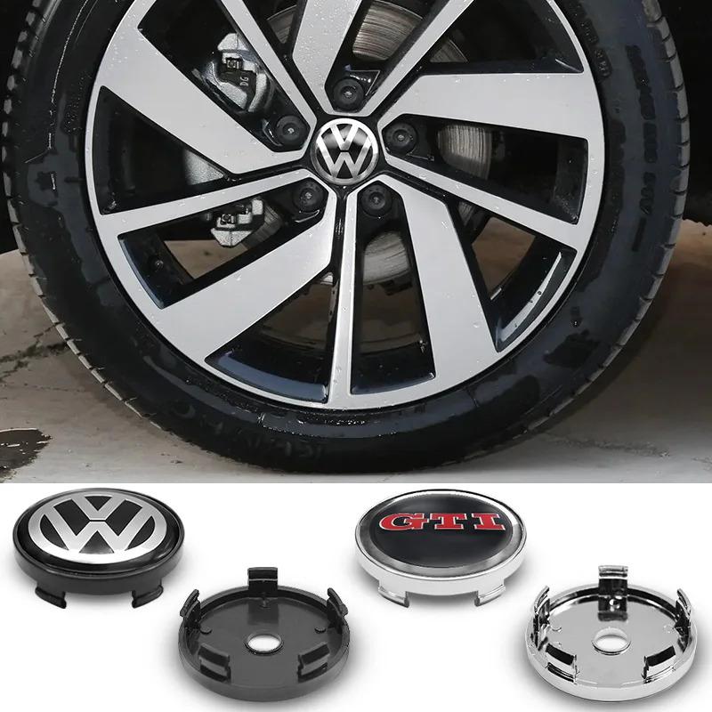 4Pcs 56mm 60mm Car Wheel Center Hub Cap Rim Cover Sticker Auto Accessories For Volkswagen Tiguan GTI GTD VW R Rline Golf Phaeton