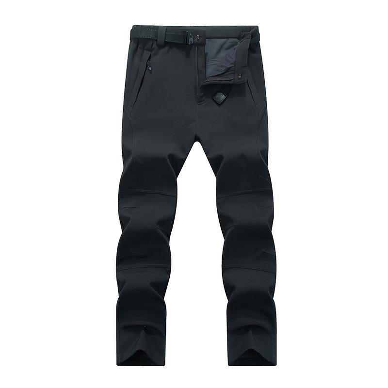 Men's Plus Velvet Thickened Softshell Pants - Windproof, Waterproof, Warm for Fall/Winter Outdoor Activities