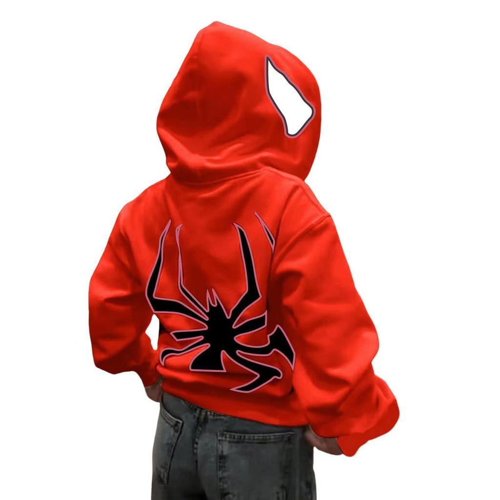 2023 Halloween Unisex Y2K Spider-Man Zip Hoodie - Loose Fit, Large Size for Couples