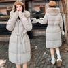 European And American Plus Size Winter Down Cotton Clothes Women'S Medium Length Over The Knee Korean Version Waist Large Fur Collar Thickened Warm