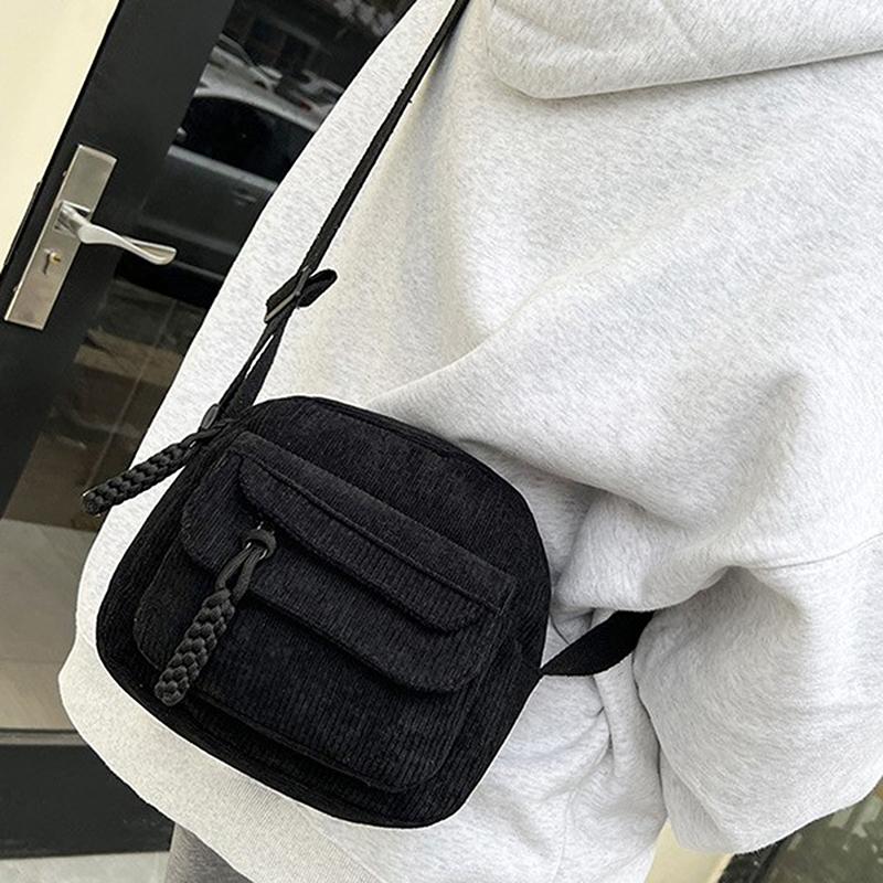 Einfache Vielseitige Cord-Umhängetasche Unisex Modisch Lässig Kleine Quadratische Tasche Personalisierte Pendler-Umhängetasche Geschenke