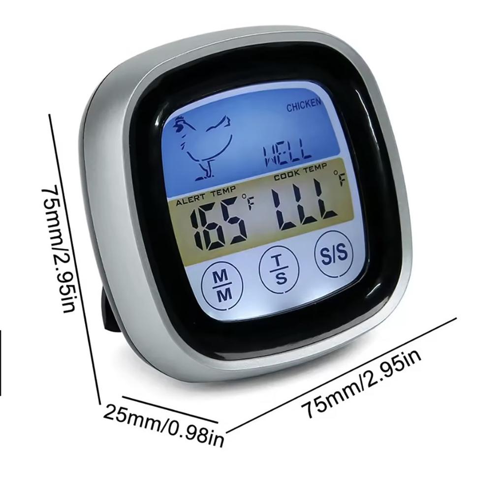 Termómetro de Cocina Digital Sonda Pantalla Táctil Carne Barbacoa Herramienta Medición Temperatura Alimentos Bistec Barbacoa Temporizador Herramientas Cocina 1PC
