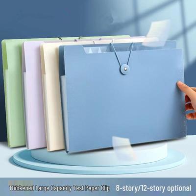 A4 Horizontal Accordion File Folder: Large Capacity, 8-12 Grids, for Student Document Organization and Storage
