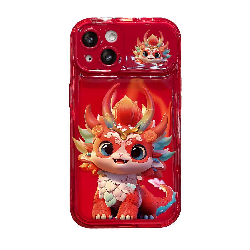 Applicable To Apple 15 Mobile Phone Case IPhone 14/13promax Cute Colorful Dragon Pendant 11/12 Flip Mirror