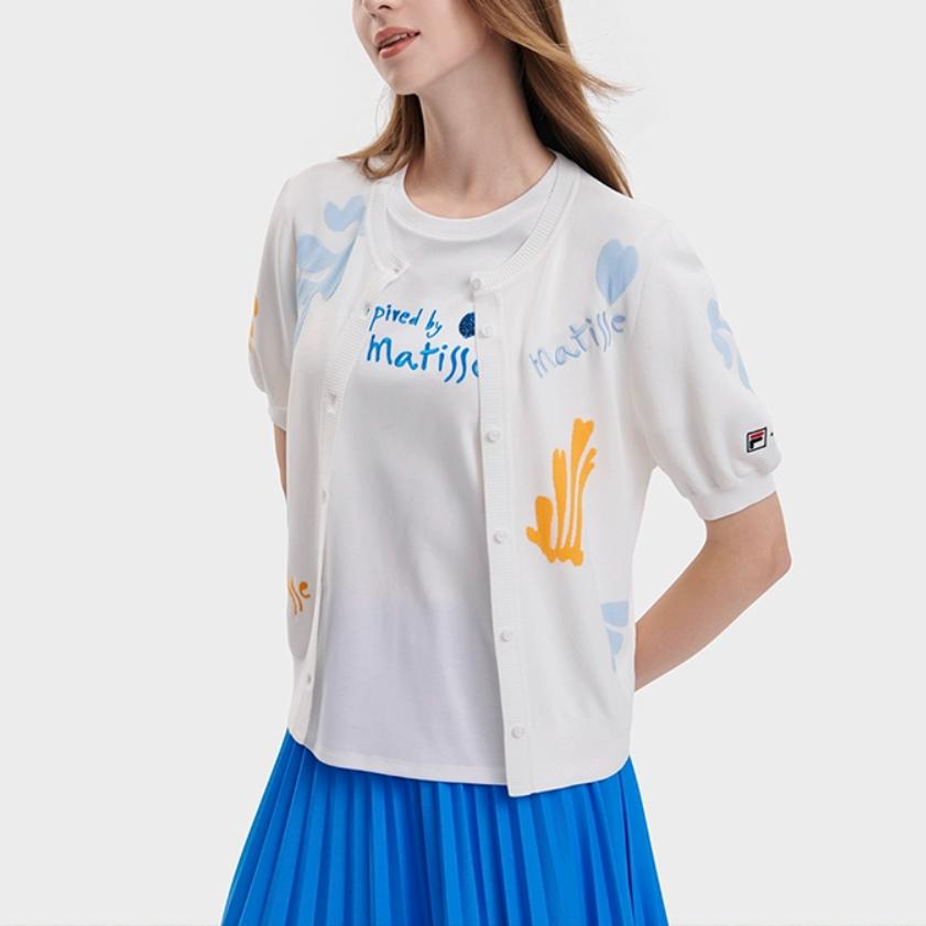 FILA 2023 New Summer Casual Literary Versatile Knitted Jacket Women outerwear White F11W338401F-WT