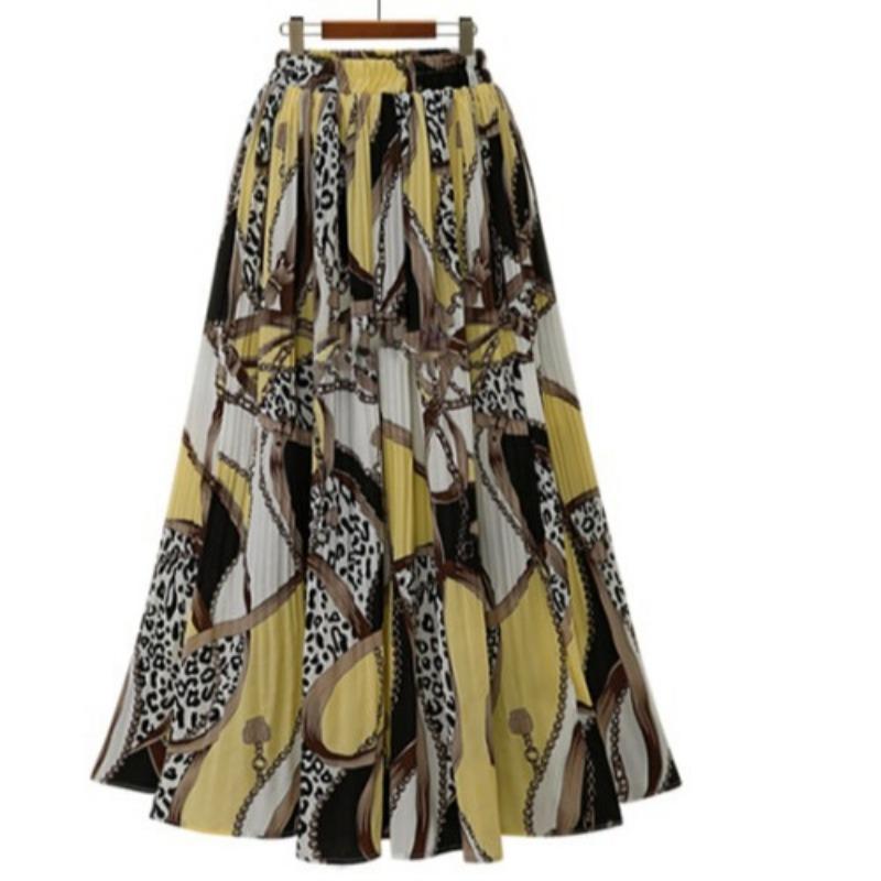 Bohém hippi nyári szoknya Alkalmi kabrió napruha szoknya, magas derékú térd alatti szoknya Női A vonal hosszú szoknya Rugalmas derék szoknya