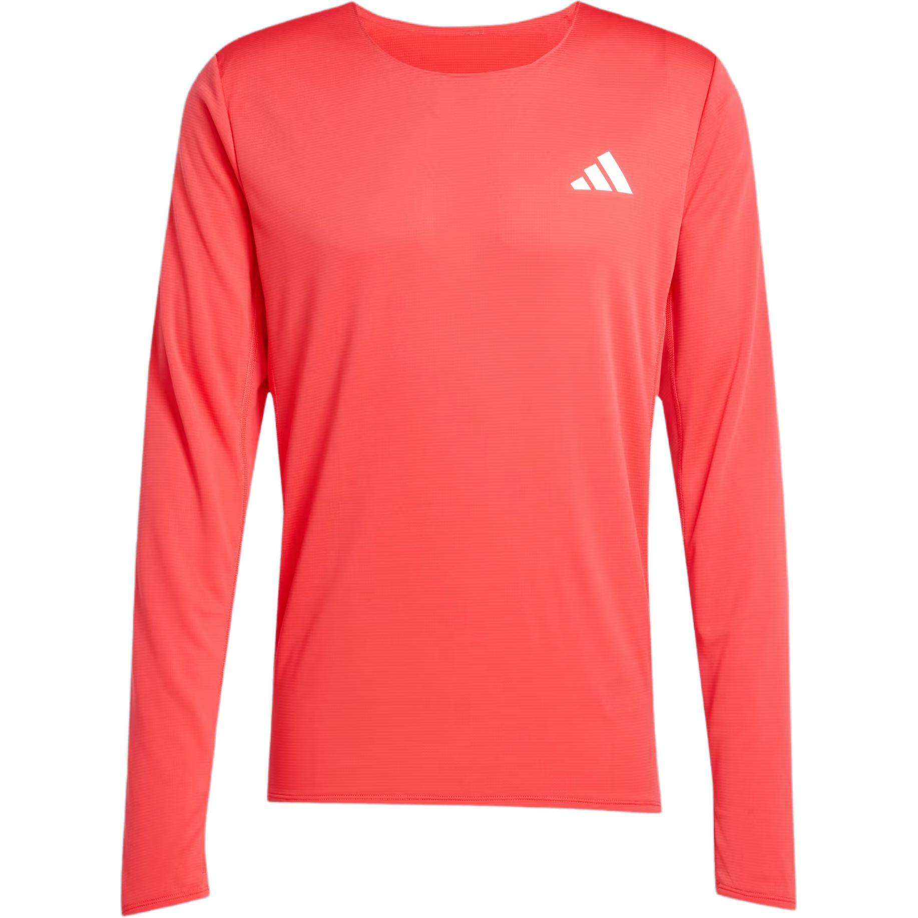 

Adidas Logo Print Slim Fit Long Sleeve T-Shirt Men Tops Red JD3639 S
