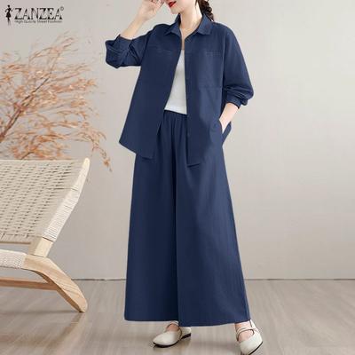 Women Long Sleeve Blouse and Pants Casual Two Piece Suit Sets