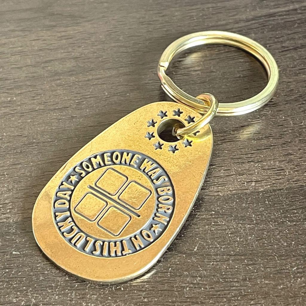 Keychain Key Ring Good Luck American American Casual Goods Accessories Tag Luck Lucky Item Charm Brass GOOD LUCK Black [Dea Bona]