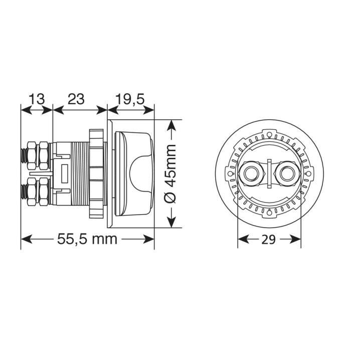 Contact général à 3 fonctions 100a - 12/32v