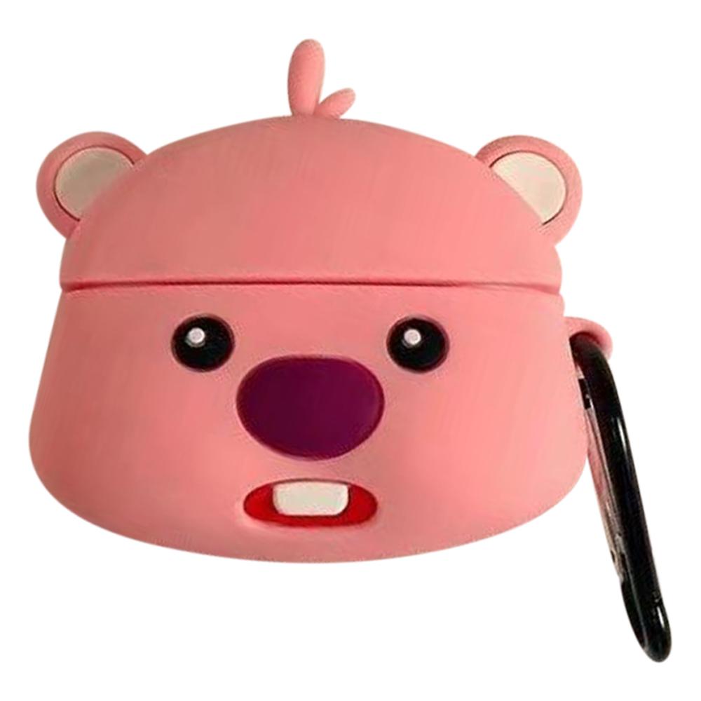 For Apple AirPods 3 Silicone Case Beaver Loopy Earbuds Protective Cover with Carabiner A