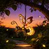 Garden Solar Lantern With Iron Bee And Butterfly Decor For Outdoor Yard Lighting