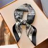 70cm Retro Printed Korean-Style High-End Imitation Silk Scarf for Women - Versatile Fashion Square Accessory