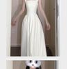 Women's Slim-fit White Moonlight Camisole Dress - Sleeveless Waist-cinching Birthday Style for Early Summer/Spring