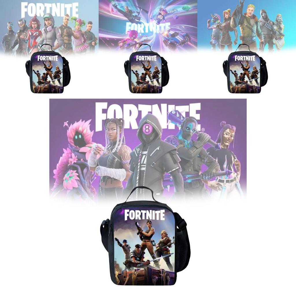 Fortnite Cartoon Lunch Bag For Kids With Breathable Oxford Fabric Daily Use
