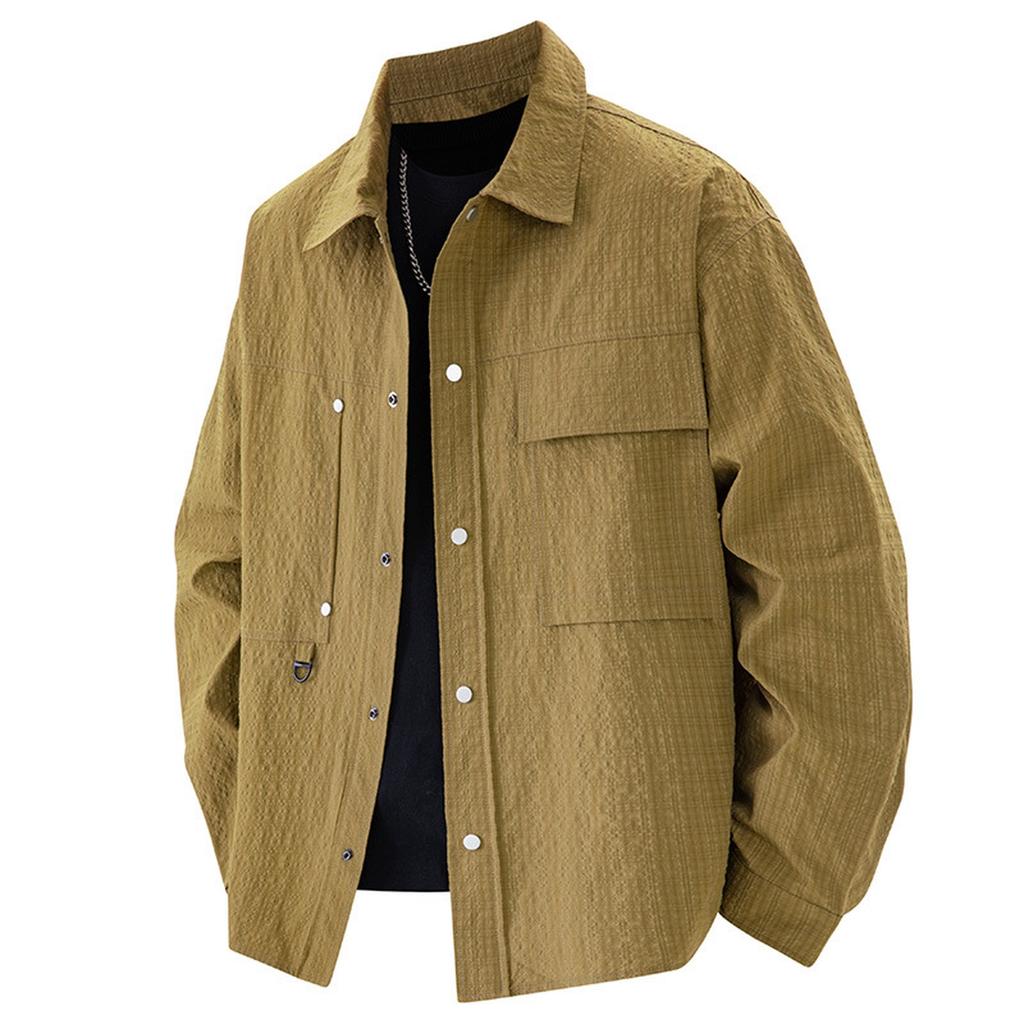 Lapel Plus-size Long-sleeved Men's Shirt Loose Casual Men's Shirt Jacket