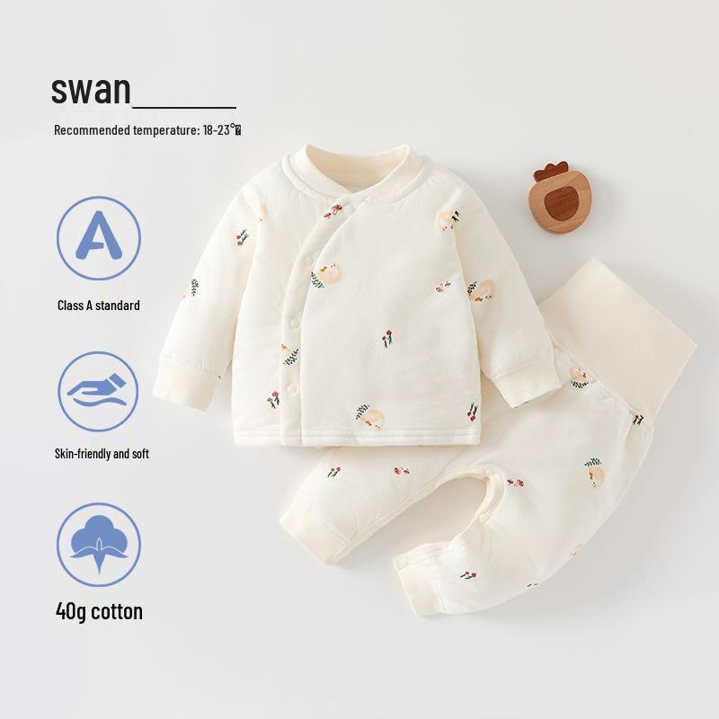 

Детский стеганый хлопковый комплект нижнего белья Jingqi - Теплые осенне-зимние брюки и топ для мальчиков и девочек 73cm (Recommended 69-76cm)