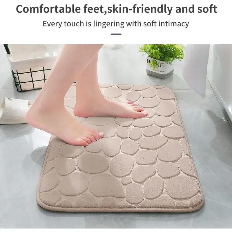 40x60cm Non-slip Mat Carpets Cobblestone Embossed Bathroom Bath Wash Basin Bathtub Side Floor Rug Shower Room Doormat MemoryFoam