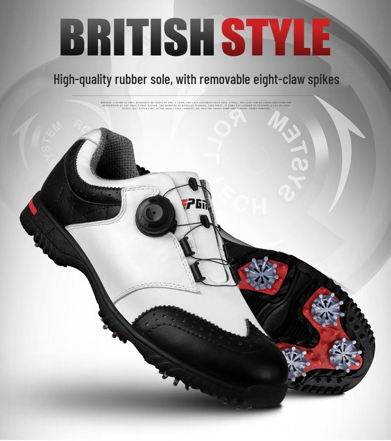 PGM Men's Waterproof Golf Shoes with Rotary Laces and Breathable Design