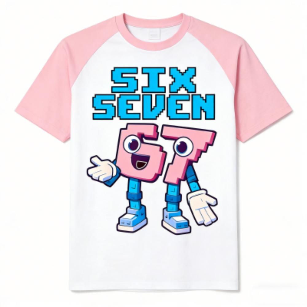 Summer Fashion Fun Cartoon 67 Print Kids T-Shirts Summer Street Short-Sleeve Outdoor Casual Tops for Boy and Girl's Tees Top
