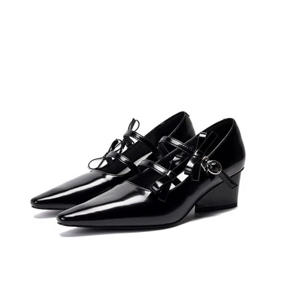 

Модная Лолита Бант Женские Туфли Мэри Джейн Острый Носок Массивный Каблук Ремешки с Двойной Пряжкой Лодочки Роскошная Мода Повседневная Нарядная Обувь Девочки 39 чёрный