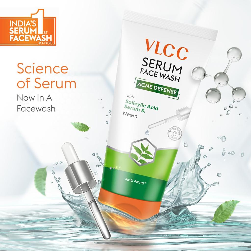 VLCC Serum Facewash 100 Ml With Salicylic Acid And Neem For Deep Cleansing And Clear Skin Face Wash For Daily Use