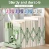 Retractable Desktop Bookstand with Basket & Hook Modern Metal Book Holder Vertical File Sorter Rack Office Accessories