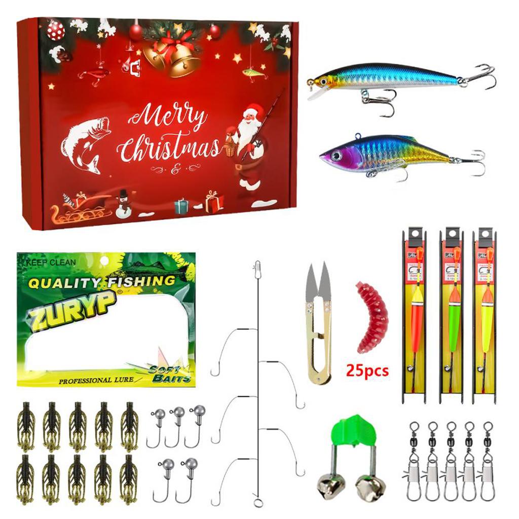 Christmas Countdown Calendar Fishing Lure Advent Calendar for Fisher Men Teen Boys 2025 Xmas Surprise Gift