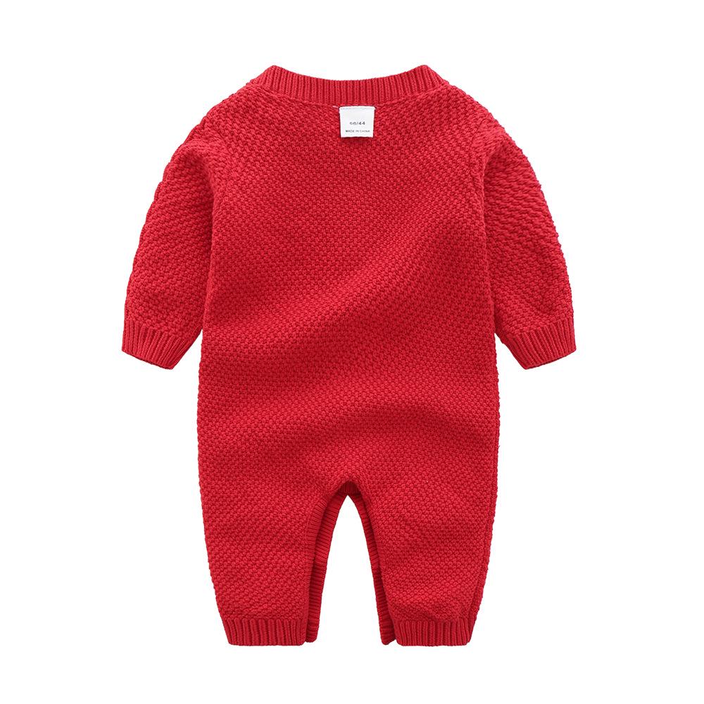 Wool Knitted Baby Onesie with Fleece Lining - Winter Crawling Suit for 100-Day or First Birthday