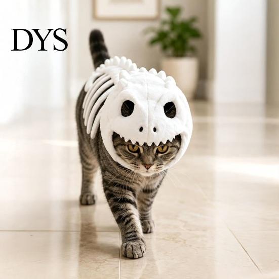 Funny Pet Party Outfit Dinosaur Skeleton Cat Costume, Glow-in-the-dark Outfit, Gift for Lovers Cute Plush Apparel Halloween, Cosplay Lightweight