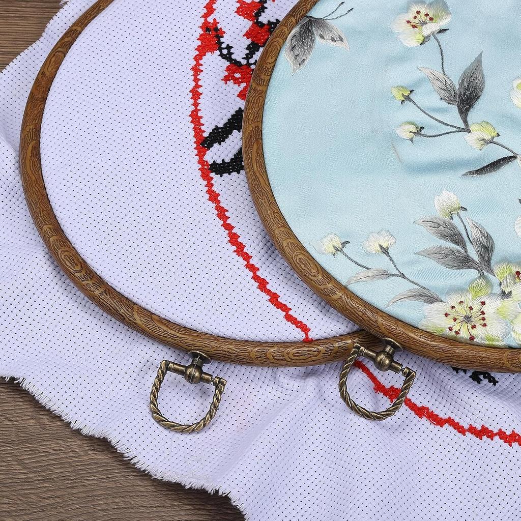 PATIKIL 6x4.7inch Embroidery Hoops, 5Pieces Imitated Wood Oval Frame Cross Stitch Hoop Ring for Embroidery Art Craft Sewing Ornaments Hanging