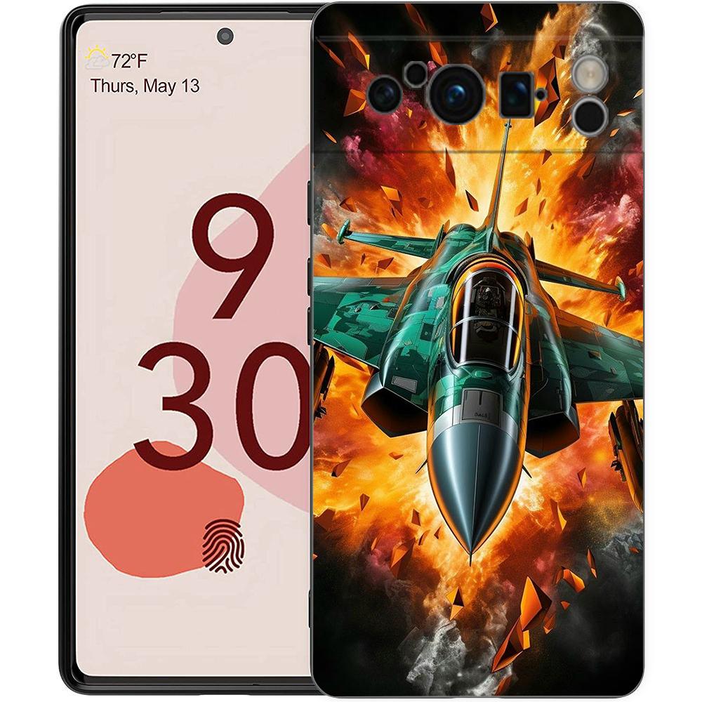 Fighter Planes Phone Case For Google Pixel 8 7 6 Pro 8A 6A 7A 5G Soft Silicone Shockproof TPU Black Cover Fundas