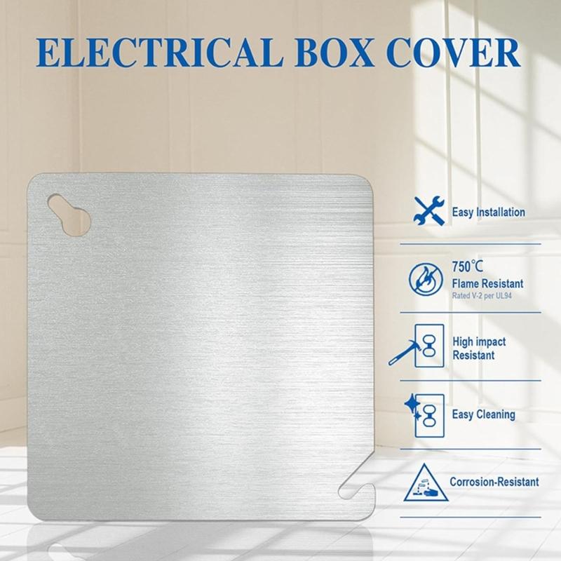 Modern Square Design Steel Cover Plate for 4 Square Inch Boxes Blank Metal Panel Suitable for Home & Office Decoration