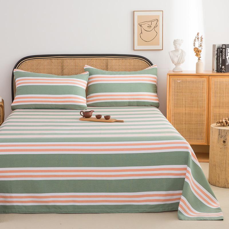 Wholesale 100% cotton old coarse cloth sheets pure cotton kang single three-piece set single piece soft mat student dormitory mat