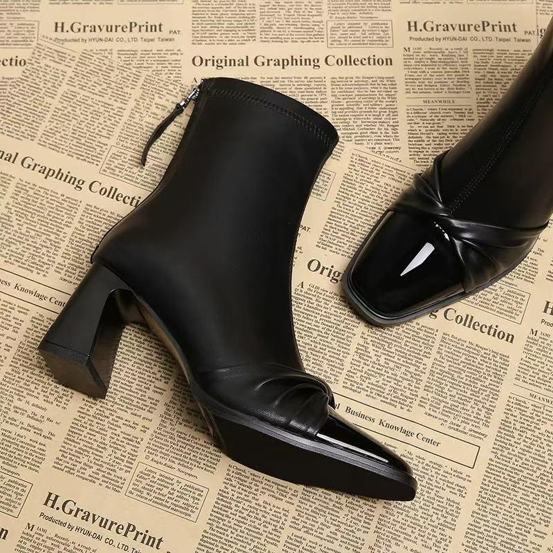 Fashion 2025 Spring and Autumn New Fashionable High Heels Pointed Women's Short Boots Look Thin and Tall Designer Fashion Women's Boots