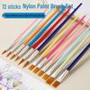 12-Piece Plastic Handle Brush Set for Oil, Watercolor, and Gouache Painting