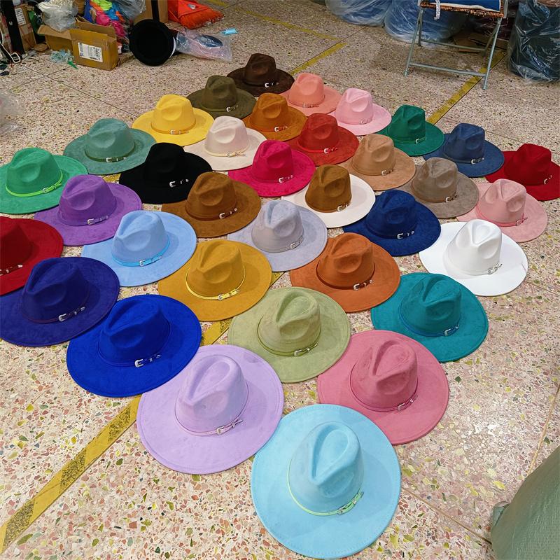 Classic Camel Suede Hat Wide Brim  New Fedora Hat Men Women Autumn Winter Felt Hats Classic Church Fedoras Chapeau Sombrer