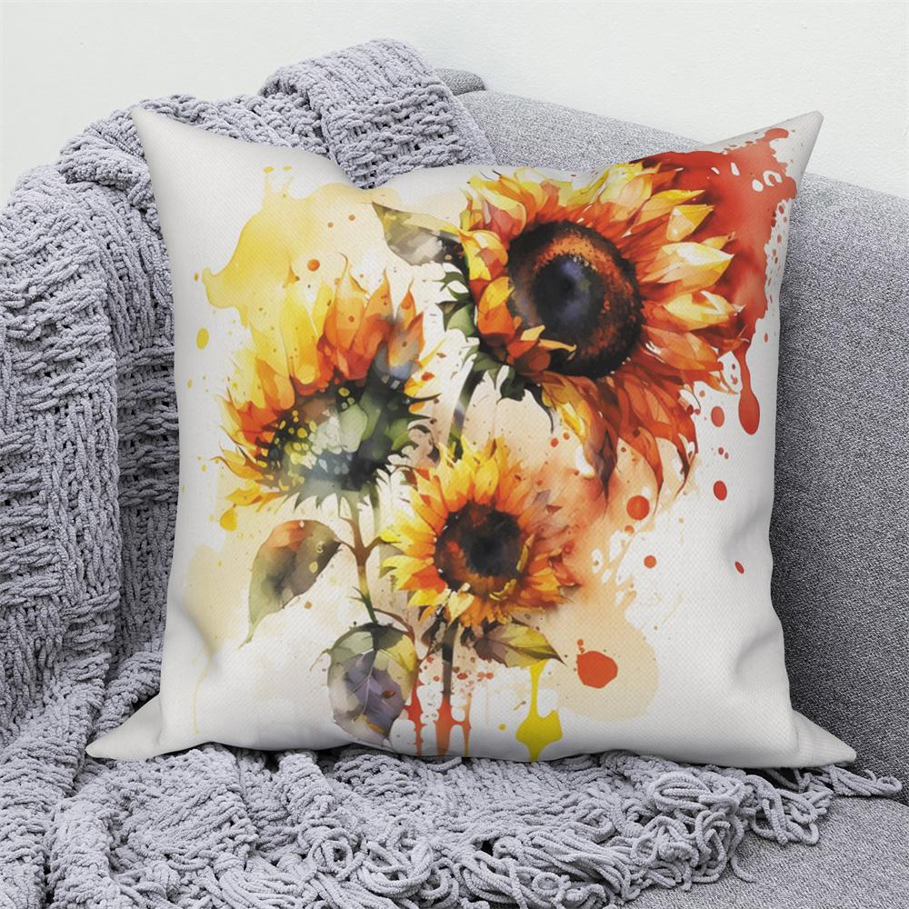 Sunflower Decorative Pillow Cover Cushion  Throw   for Sofa Car Living Room Decoration